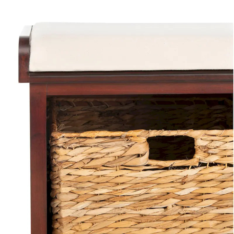 SAFAVIEH Euphemia Banc de rangement tressé marron - 33,5 x 16,1 x 19,9 - 34Lx16Px20H