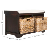 SAFAVIEH Euphemia Banc de rangement tressé marron - 33,5 x 16,1 x 19,9 - 34Lx16Px20H