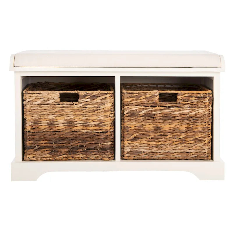 SAFAVIEH Euphemia Banc de rangement tressé marron - 33,5 x 16,1 x 19,9 - 34Lx16Px20H