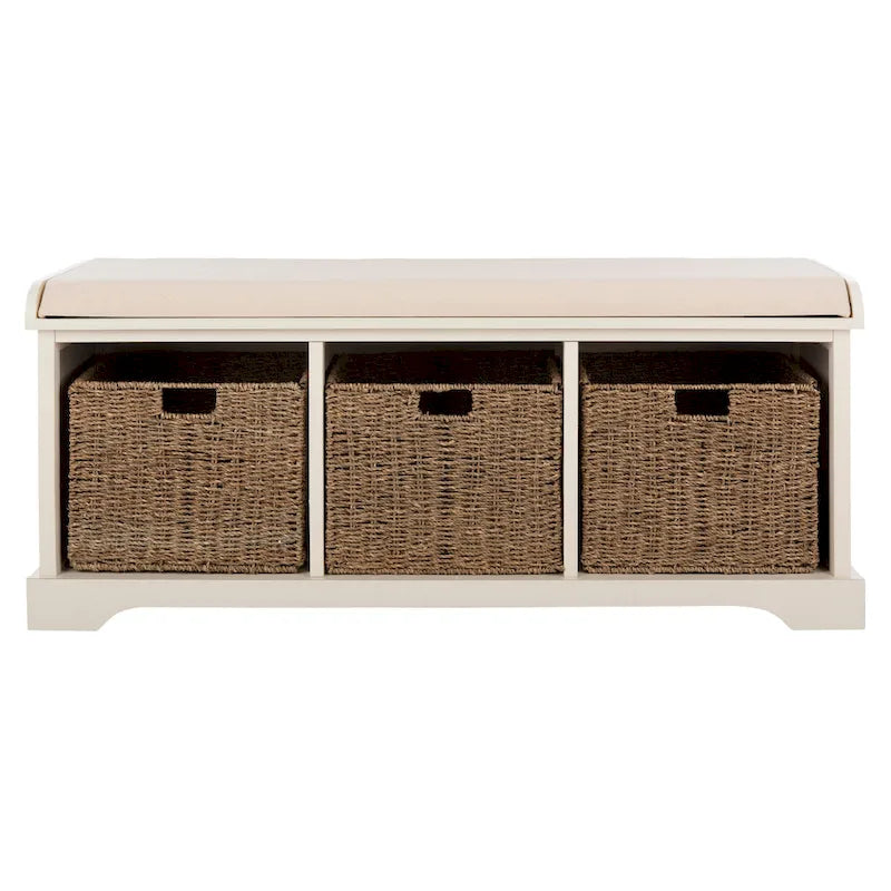 SAFAVIEH Eola Banc de rangement gris/blanc - 47 x 16,1 x 19,9 - 47Wx16Px20H