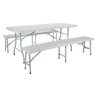 Ensemble table et bancs pliants 3 pièces