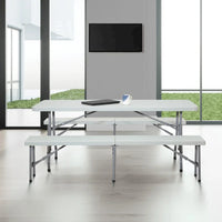 Ensemble table et bancs pliants 3 pièces