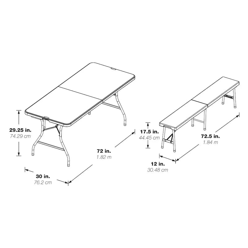 Ensemble table et bancs pliants 3 pièces