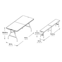 Ensemble table et bancs pliants 3 pièces