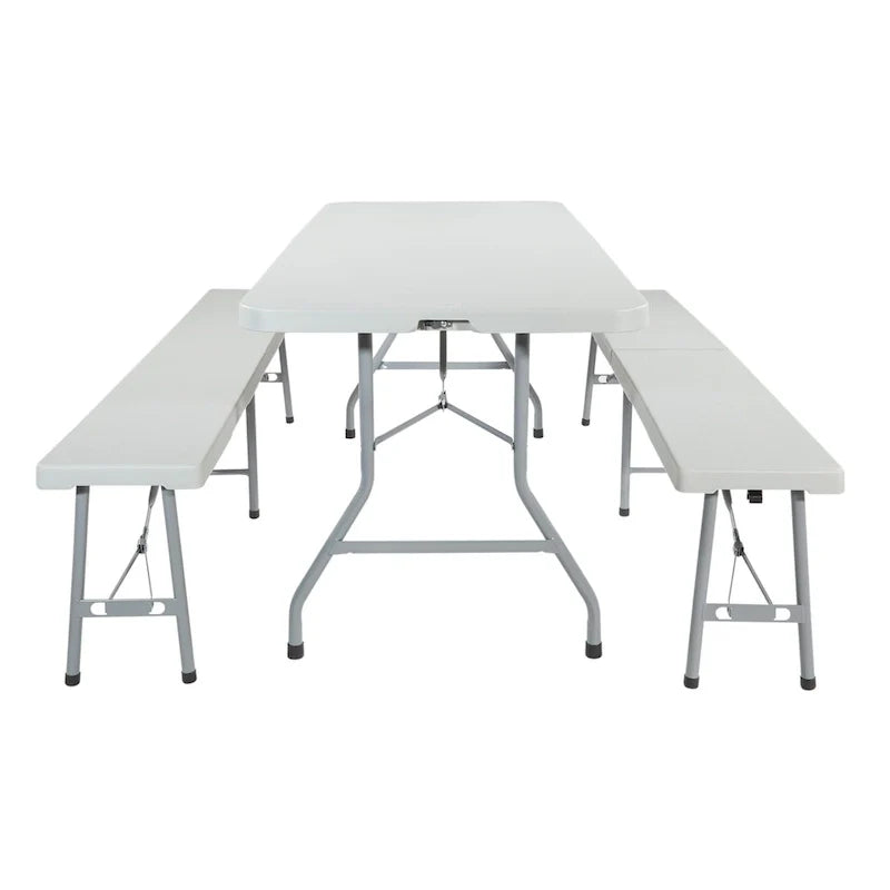 Ensemble table et bancs pliants 3 pièces