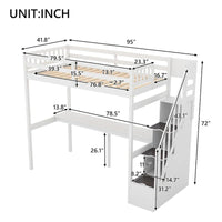 Lit mezzanine Merax taille jumeau avec escalier et bureau intégré