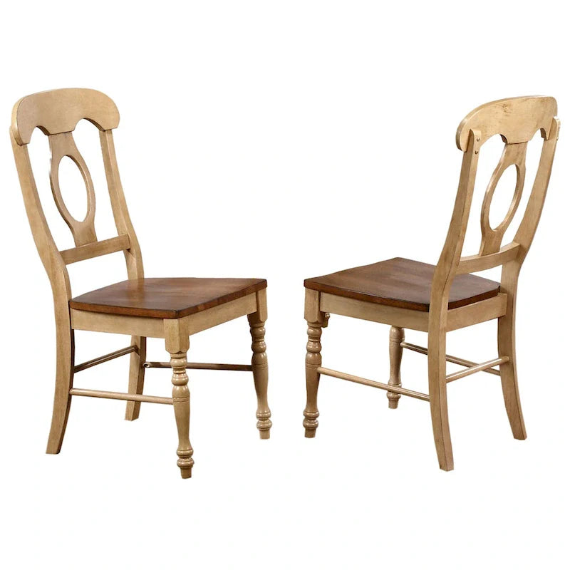 Chaise d'appoint Brook bicolore vieillie blé crémeux clair avec brun pacane chaud (lot de 2) - 23 L x 18,5 l x 38 H