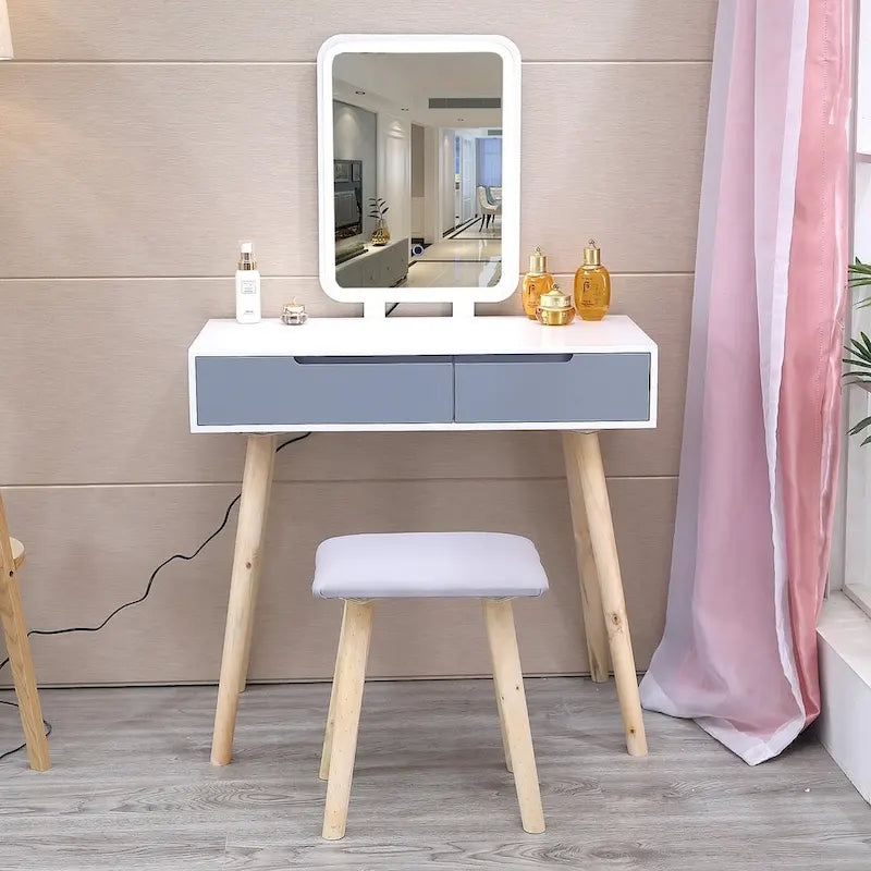 Ensemble de coiffeuse de chambre moderne avec miroir à luminosité réglable