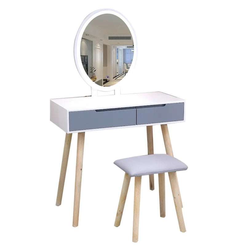 Ensemble de coiffeuse de chambre moderne avec miroir à luminosité réglable