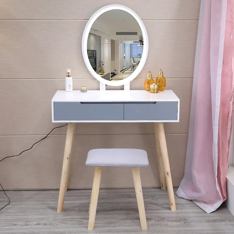 Ensemble de coiffeuse de chambre moderne avec miroir à luminosité réglable