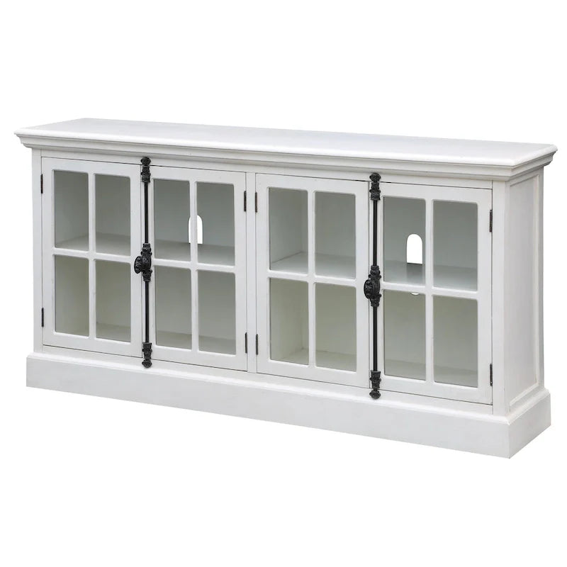 Meuble console média Coventry en chêne blanc à 4 portes - 72 x 17 x 36