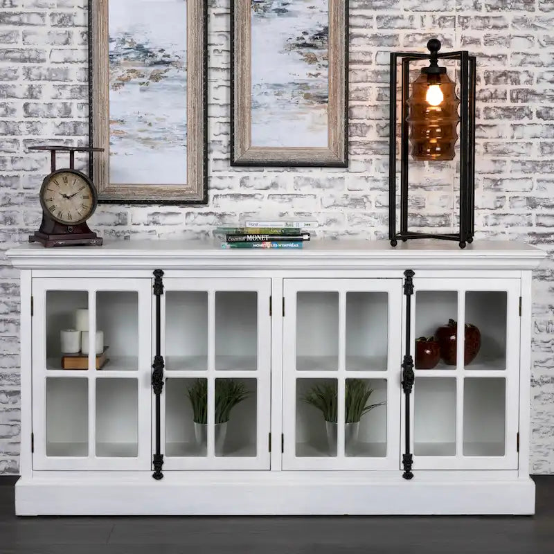 Console multimédia Coventry chêne blanc 4 portes - 72 x 17 x 36