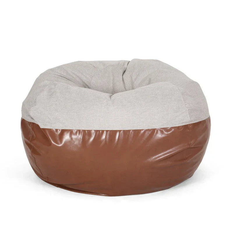 Ohnstad Pouf moderne 5 pieds bicolore en tissu et similicuir par Christopher Knight Home