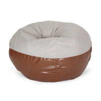 Ohnstad Pouf moderne 5 pieds bicolore en tissu et similicuir par Christopher Knight Home