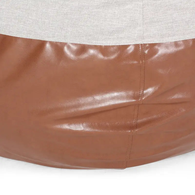 Ohnstad Pouf moderne 5 pieds bicolore en tissu et similicuir par Christopher Knight Home