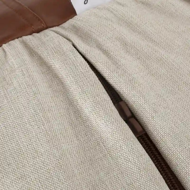 Ohnstad Pouf moderne 5 pieds bicolore en tissu et similicuir par Christopher Knight Home