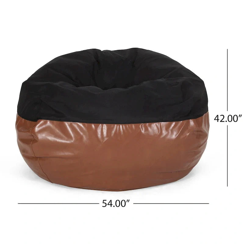 Ohnstad Pouf moderne 5 pieds bicolore en tissu et similicuir par Christopher Knight Home