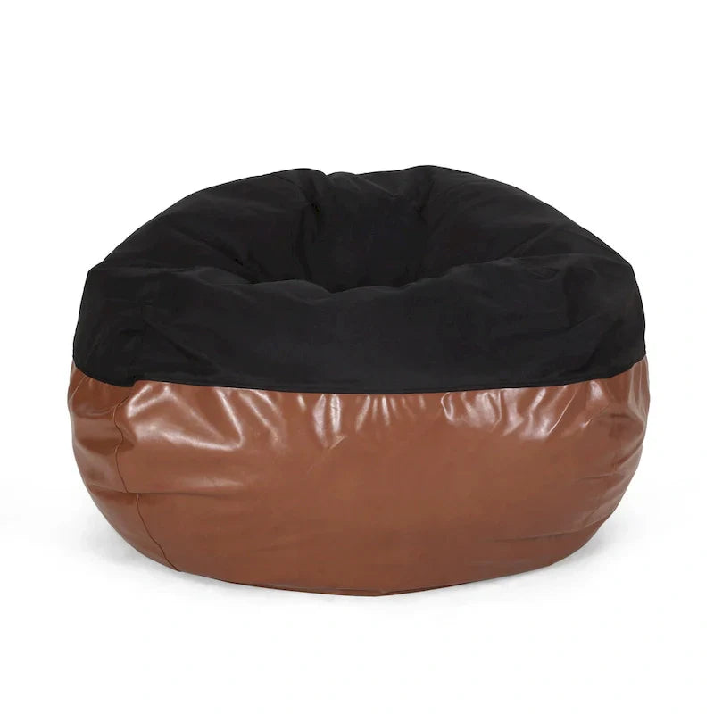 Ohnstad Pouf moderne 5 pieds bicolore en tissu et similicuir par Christopher Knight Home