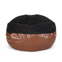 Ohnstad Pouf moderne 5 pieds bicolore en tissu et similicuir par Christopher Knight Home