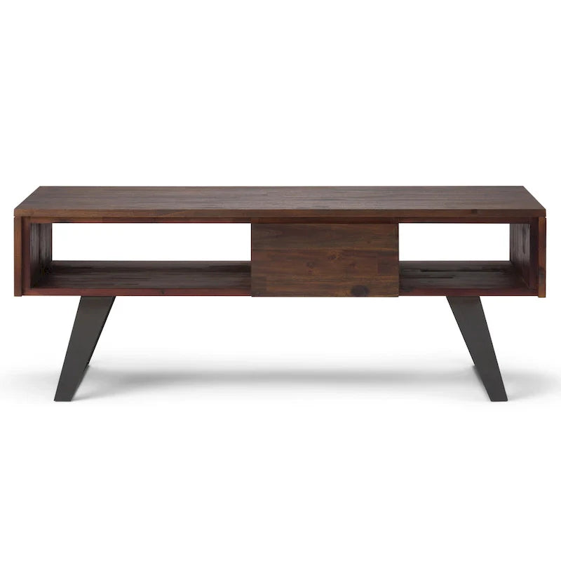 Table basse moderne rectangulaire WYNDENHALL Mitchell en BOIS MASSIF et métal, 48 pouces de large - 48 L x 22 P x 18 H