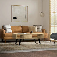 Table basse moderne rectangulaire WYNDENHALL Mitchell en BOIS MASSIF et métal, 48 pouces de large - 48 L x 22 P x 18 H