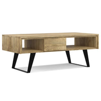 Table basse moderne rectangulaire WYNDENHALL Mitchell en BOIS MASSIF et métal, 48 pouces de large - 48 L x 22 P x 18 H