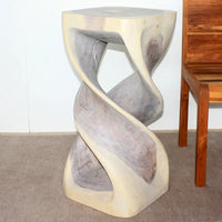 Haussmann Tabouret de table double torsion en bois 35,5 cm L x 76 cm H Huile grise - 35,5 x 35,5 x 76 cm