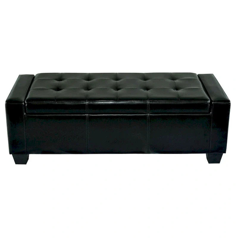 Banc de rangement ottoman Porch & Den Pickard en similicuir noir