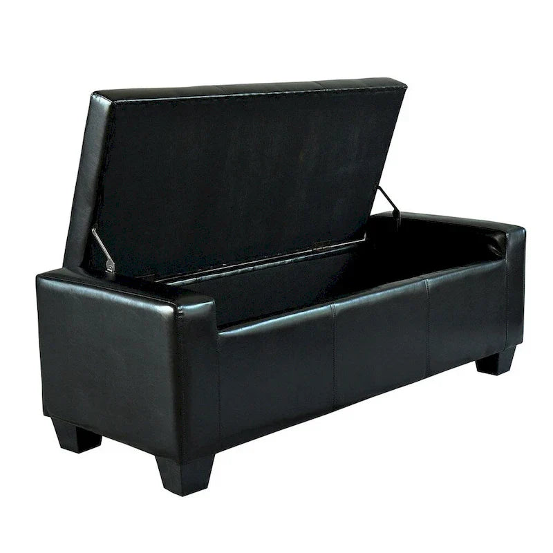 Banc de rangement ottoman Porch & Den Pickard en similicuir noir