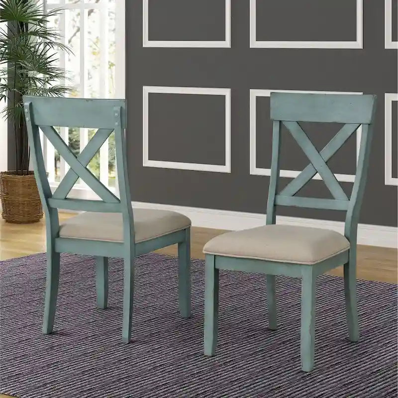 Roundhill Furniture Prato Ensemble de table à manger 5 pièces avec chaises à dossier croisé
