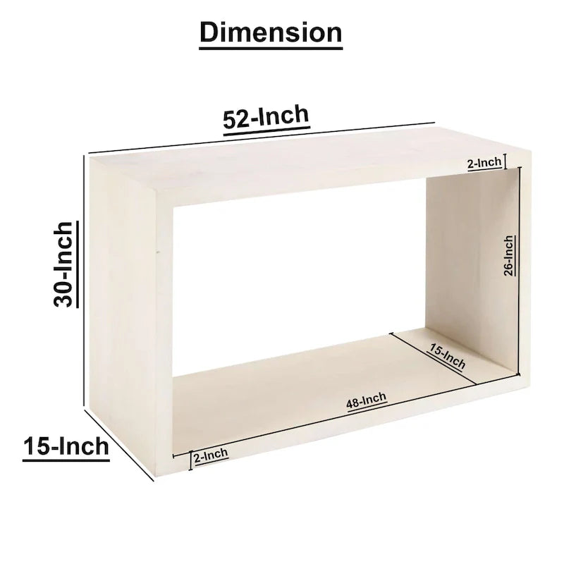 Console buffet Keli 52 pouces en bois de manguier, cube ouvert, 1 étagère