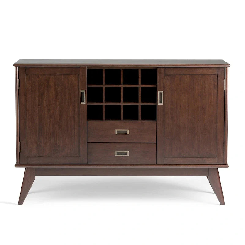 WYNDENHALL Tierney Buffet/Bahut et casier à vin en bois massif de 54 pouces de large, style Mid-Century - 54 L x 17 P x 36 H