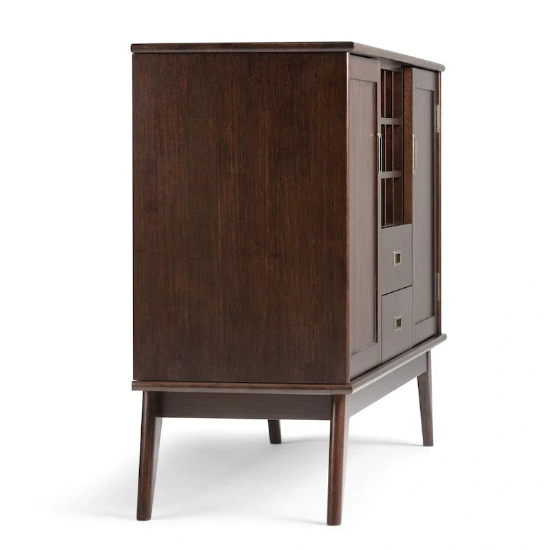 WYNDENHALL Tierney Buffet/Bahut et casier à vin en bois massif de 54 pouces de large, style Mid-Century - 54 L x 17 P x 36 H