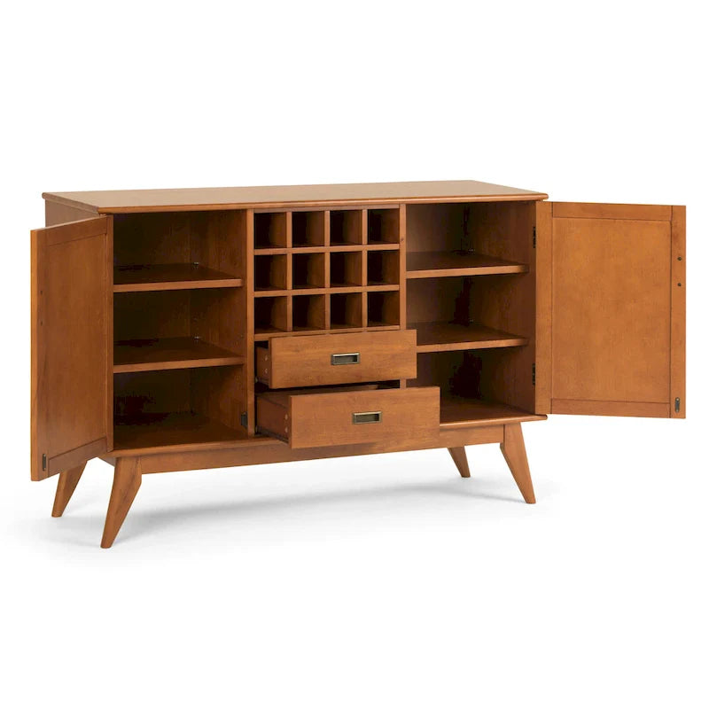 WYNDENHALL Tierney Buffet/Bahut et casier à vin en bois massif de 54 pouces de large, style Mid-Century - 54 L x 17 P x 36 H