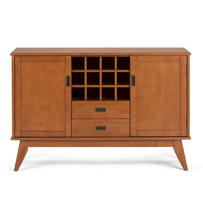 WYNDENHALL Tierney Buffet/Bahut et casier à vin en bois massif de 54 pouces de large, style Mid-Century - 54 L x 17 P x 36 H