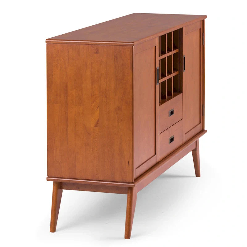 WYNDENHALL Tierney Buffet/Bahut et casier à vin en bois massif de 54 pouces de large, style Mid-Century - 54 L x 17 P x 36 H