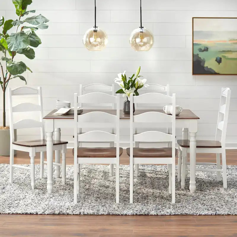 Table rectangulaire en Noyer/Caoutchouc blanc Skipton - Noyer