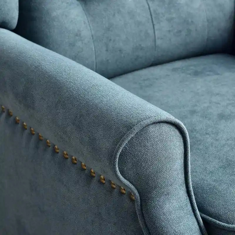 Fauteuil Inclinable à Dossier Poussé avec Dossier Capitonné et Pieds en Bois