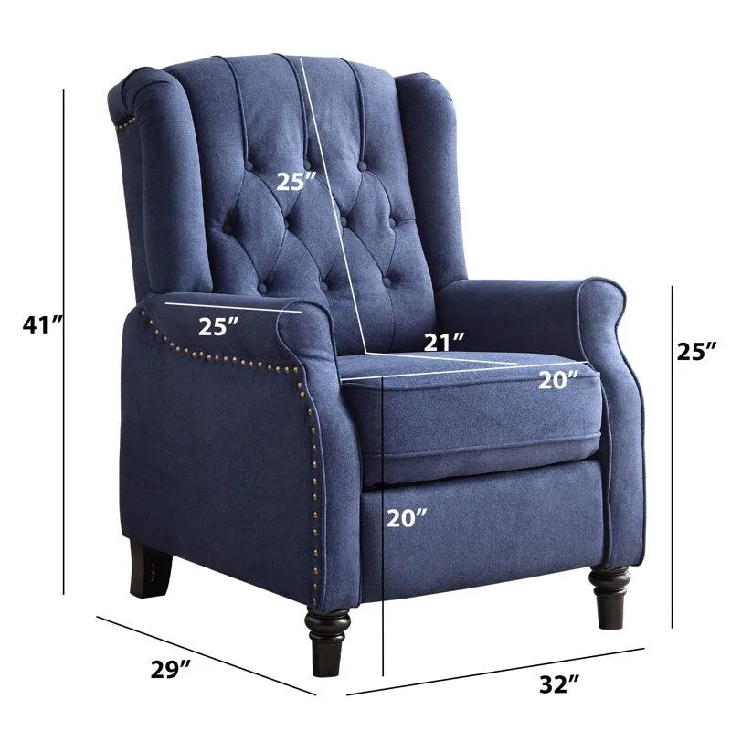 Fauteuil Inclinable à Dossier Poussé avec Dossier Capitonné et Pieds en Bois
