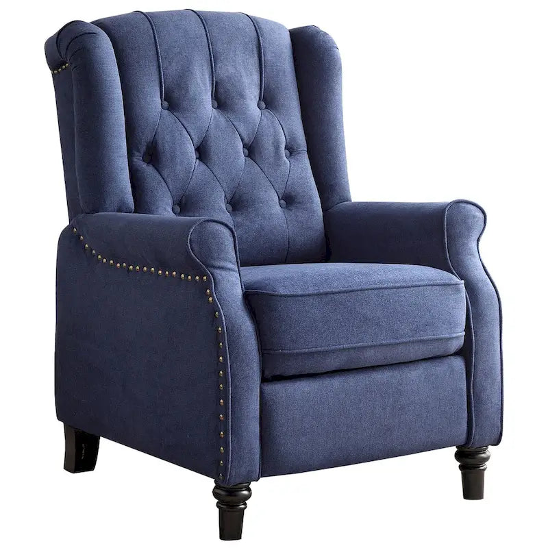 Fauteuil Inclinable à Dossier Poussé avec Dossier Capitonné et Pieds en Bois