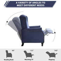 Fauteuil Inclinable à Dossier Poussé avec Dossier Capitonné et Pieds en Bois