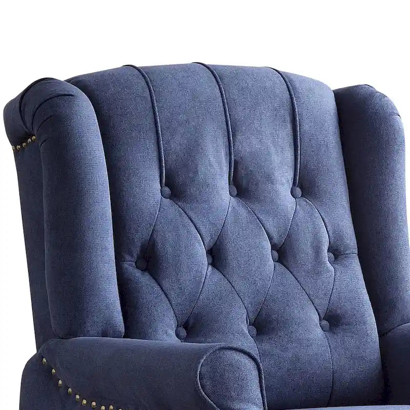 Fauteuil Inclinable à Dossier Poussé avec Dossier Capitonné et Pieds en Bois