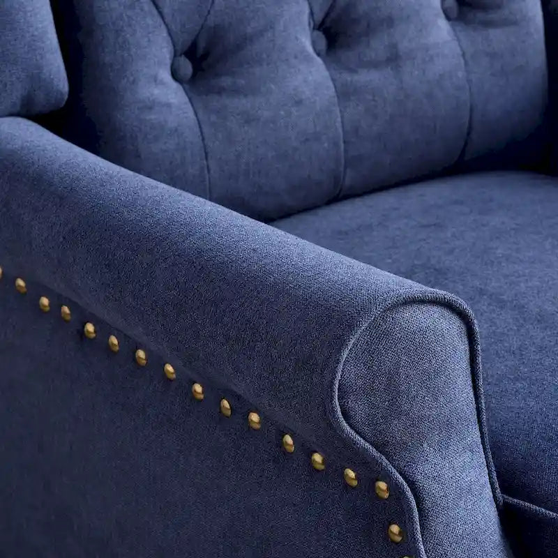 Fauteuil Inclinable à Dossier Poussé avec Dossier Capitonné et Pieds en Bois