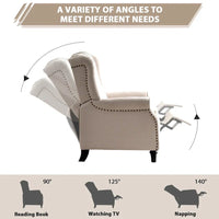 Fauteuil Inclinable à Dossier Poussé avec Dossier Capitonné et Pieds en Bois