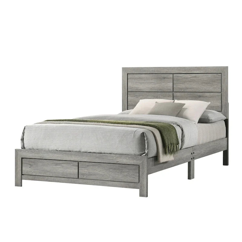Jan Ensemble de chambre plateforme rustique gris 6 pièces