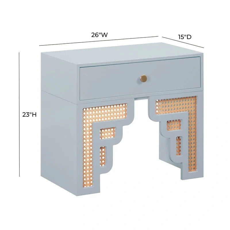 Suzie table de chevet en bois et rotin