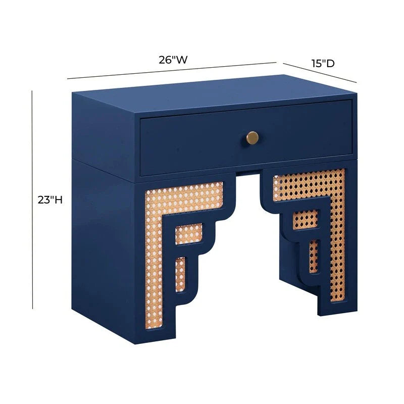 Suzie table de chevet en bois et rotin