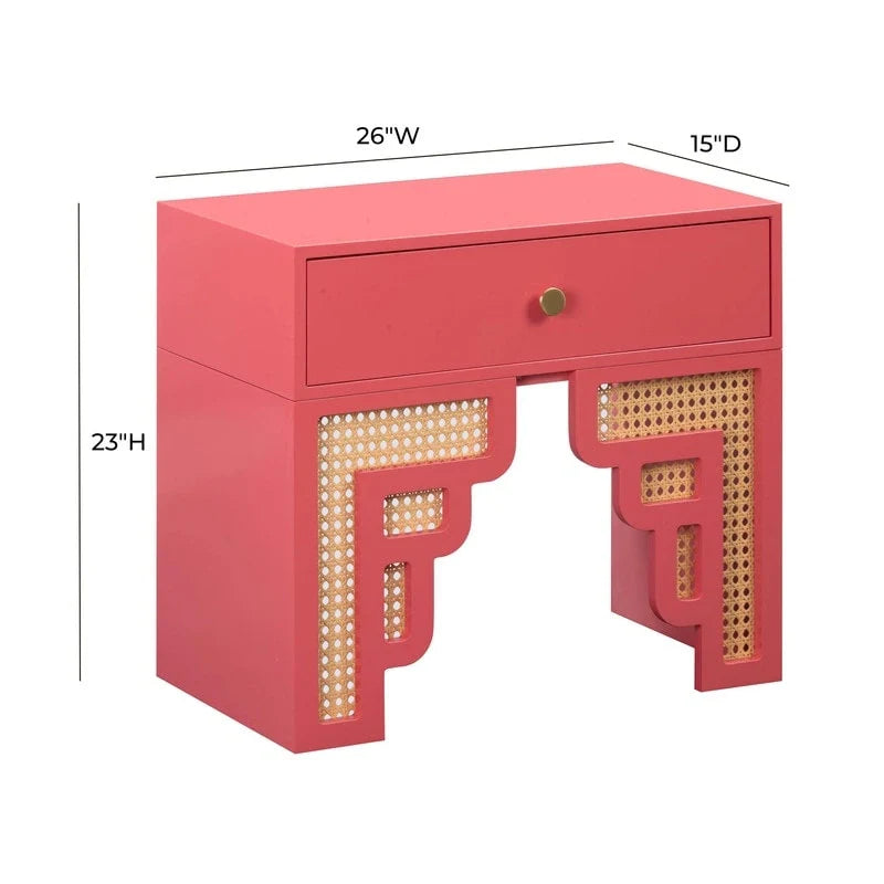 Suzie table de chevet en bois et rotin