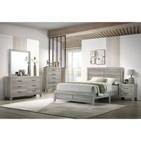 Ensemble de chambre plateforme rustique gris Jan 3 pièces