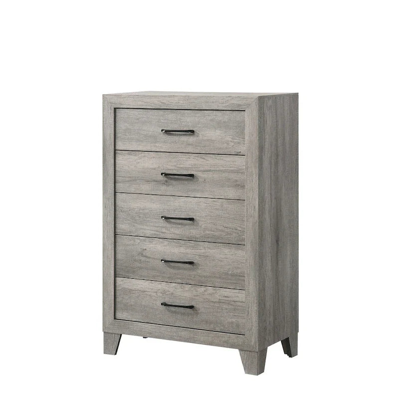 Ensemble de chambre plateforme rustique gris Jan 3 pièces